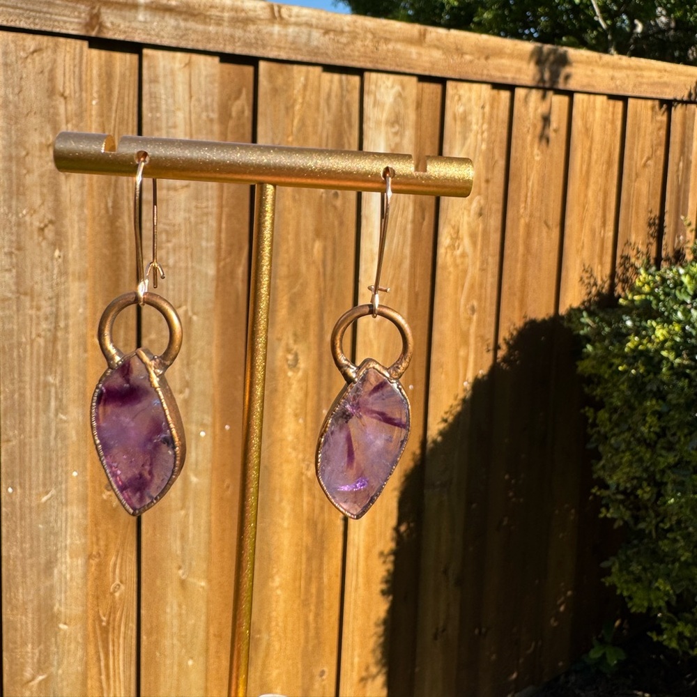 Nature’s Twist Atomic Amethyst Earrings, Copper - Picture 2 of 5